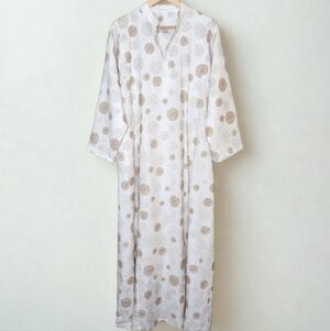 ORIENT 499 RARE Silver & Gold Metallic Medallion Embroidered Kaftan • Small